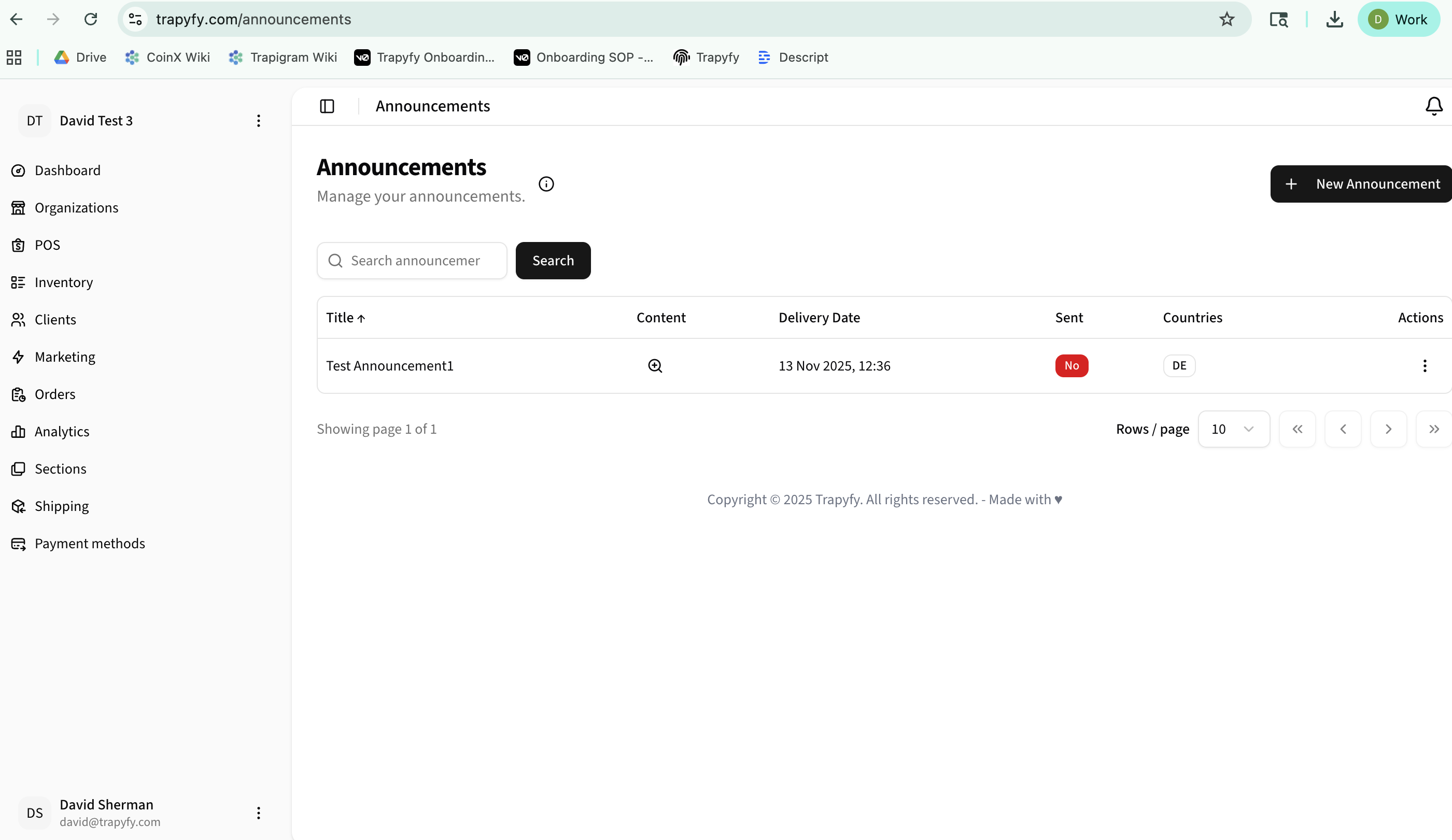 Announcements overview